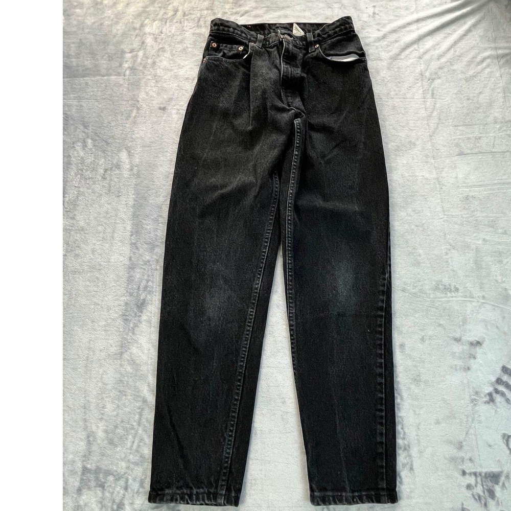 Levi 550 Vintage 90s High Waisted Tapered Mom Jeans Black USA Made 9M 28W x 29L